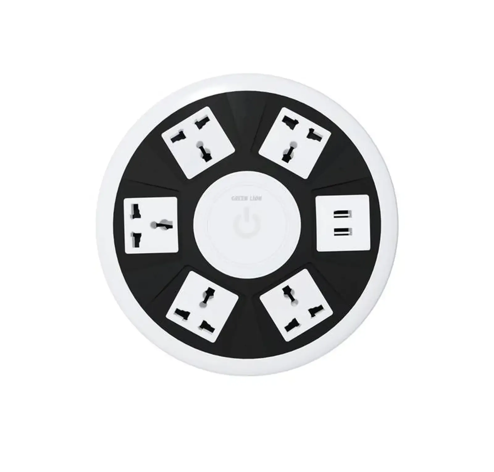 Розетка Green Lion 7 в 1 Power Socket 5AC Universal Outlet + 2USB белый