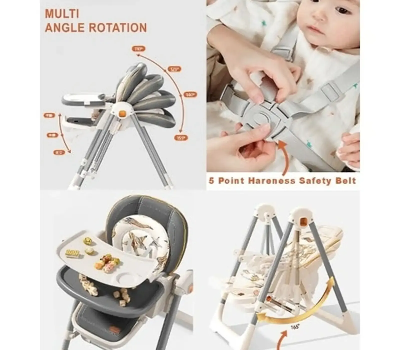 Детский стульчик для кормления + качели, 2 в 1 Kidilo