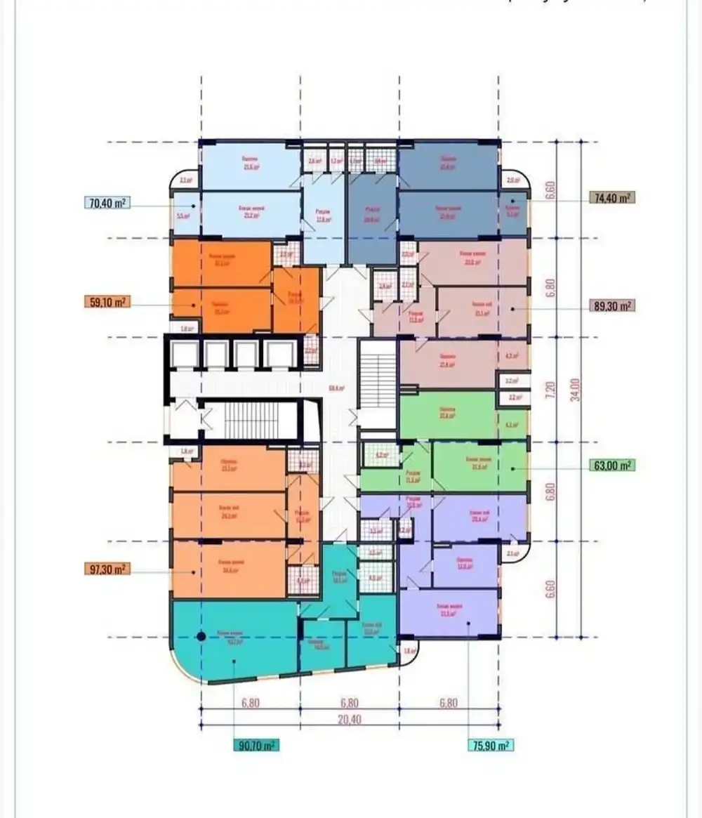 2-комн. квартира, 9 этаж, 91 м², Шохмансур — фото 3