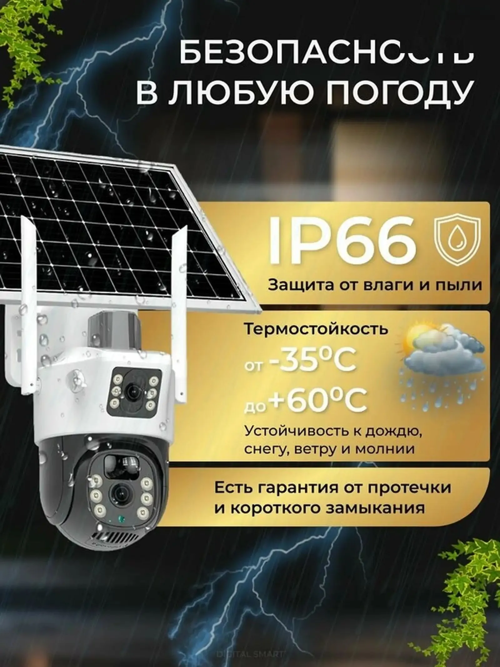 Камера видеонаблюдения уличная 4G с сим картой / IP видеокамера для дома
