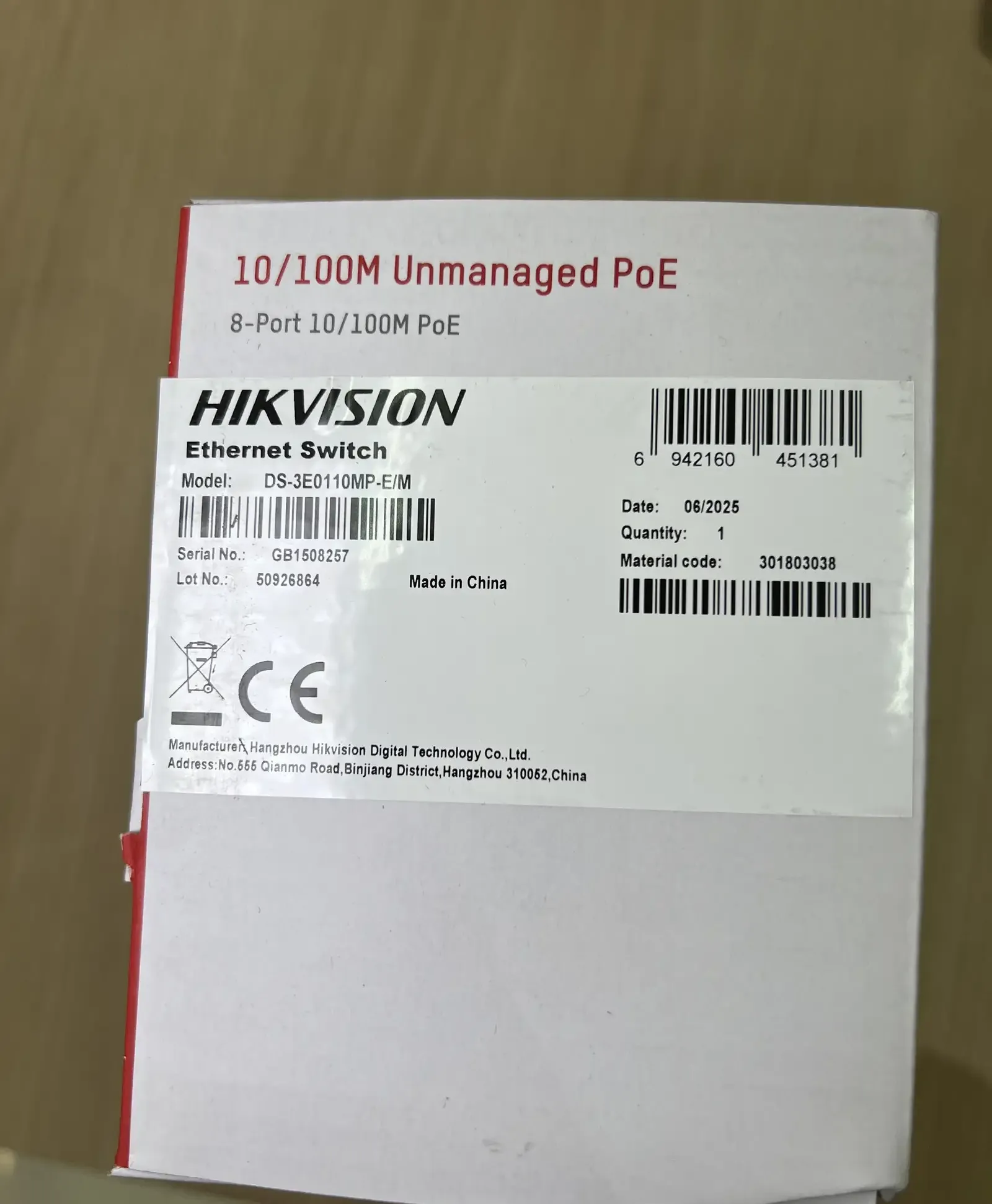 Switch POE Hikvision DS-3E0110MP-E/MO-STD