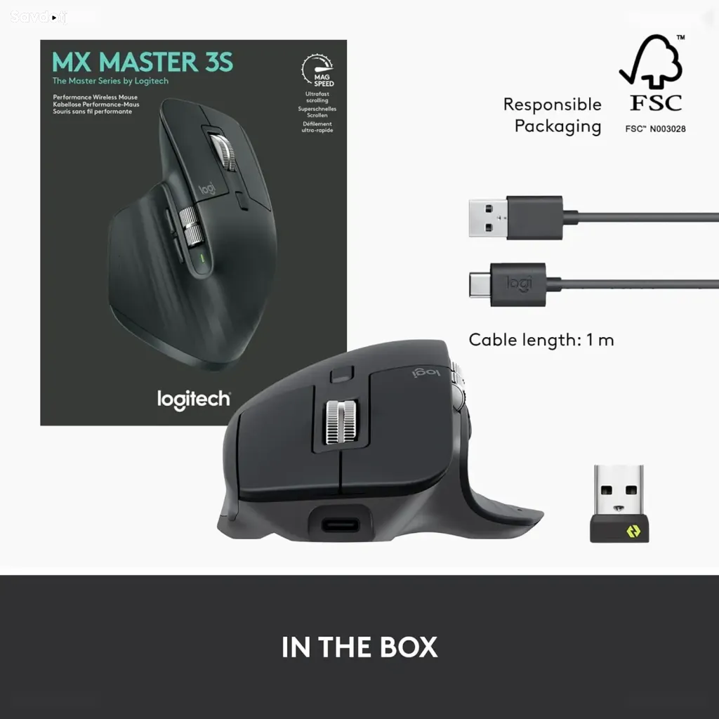 Беспроводная мышь Logitech MX Master 3S Performance Mouse 8K DPI Graphite