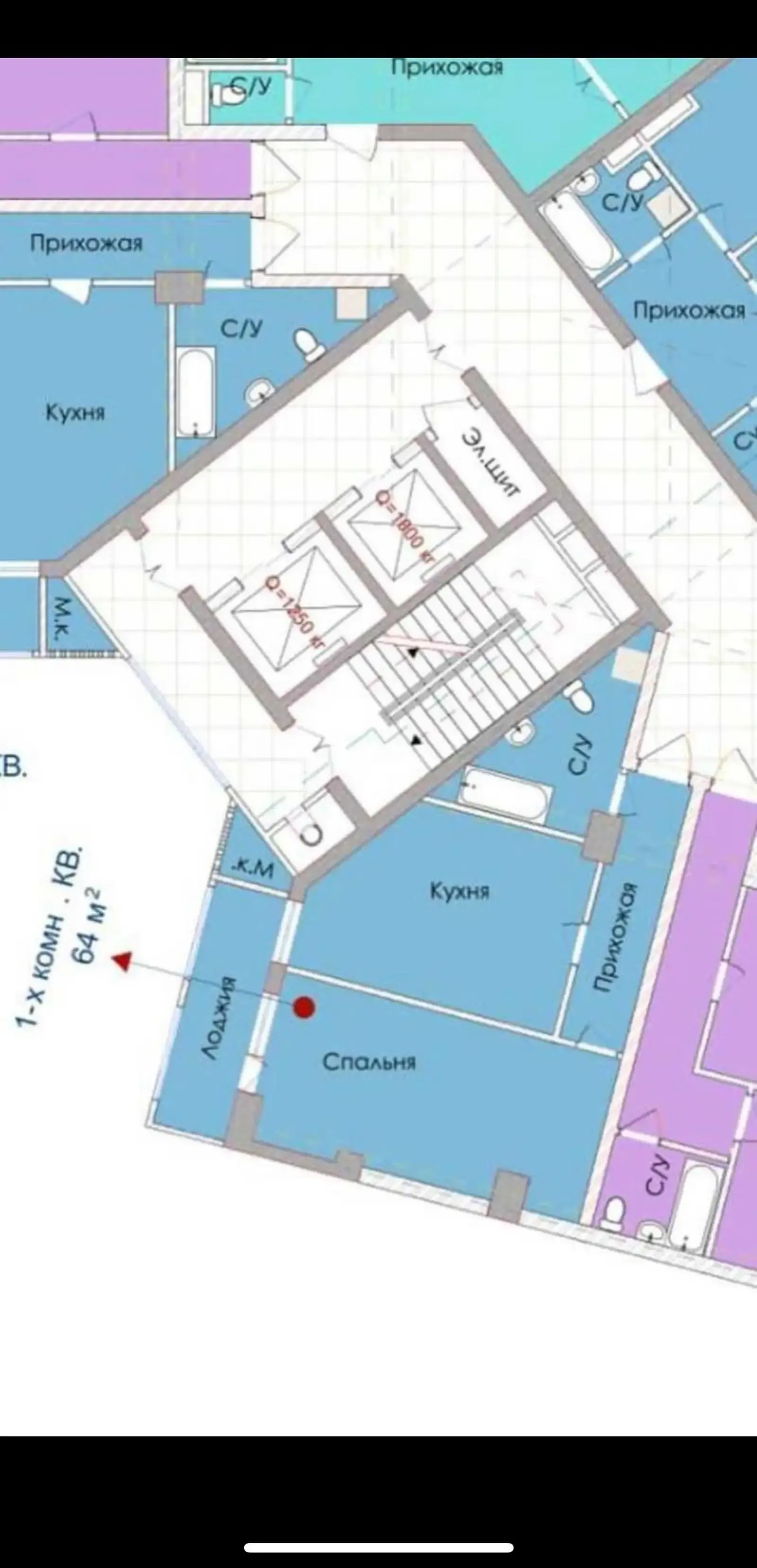 1-комн. квартира, 15 этаж, 64 м², 4 Дома, Круговой, 3 бача — фото 2