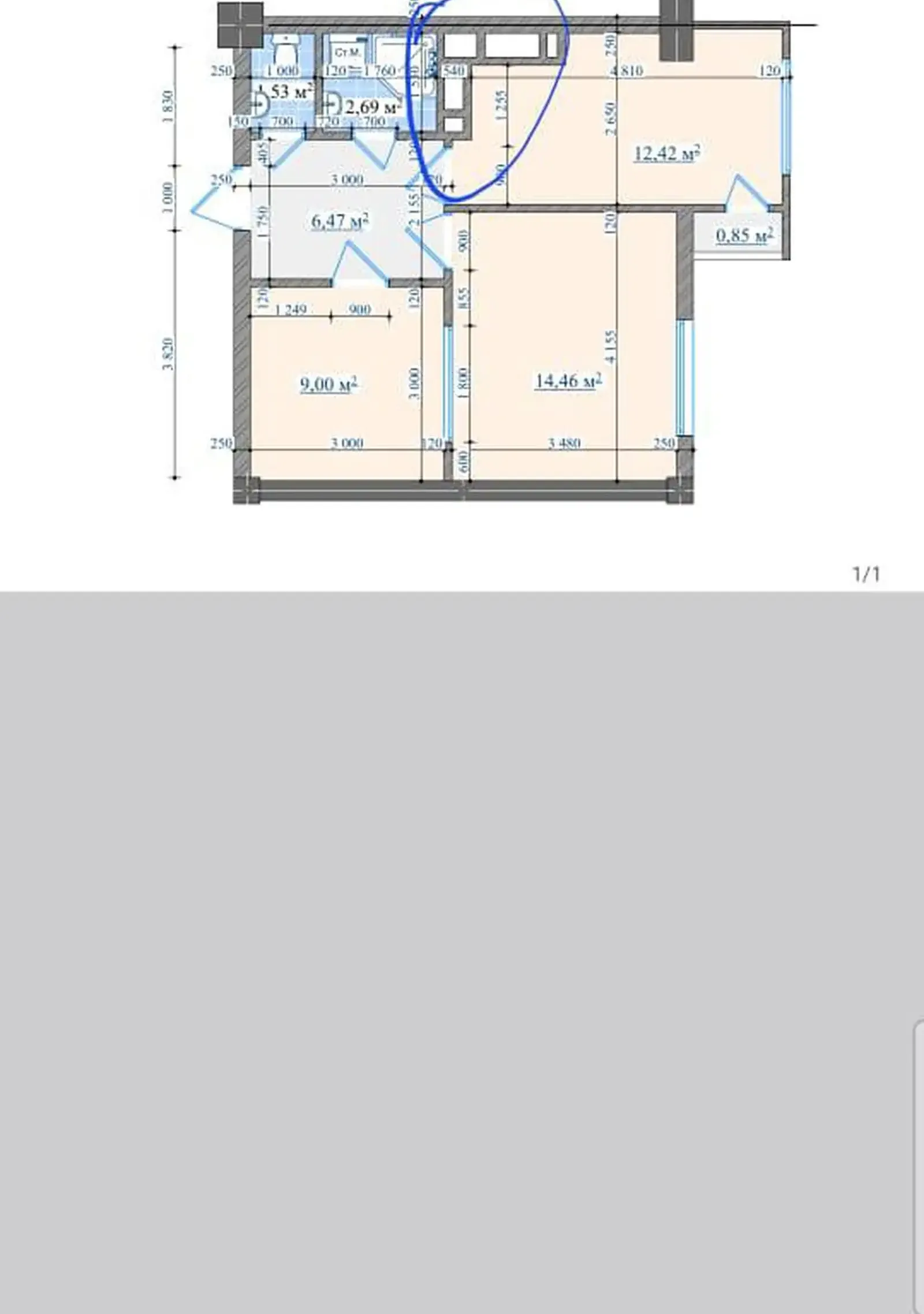 1-комн. квартира, 10 этаж, 48 м², Голубой экран — фото 6