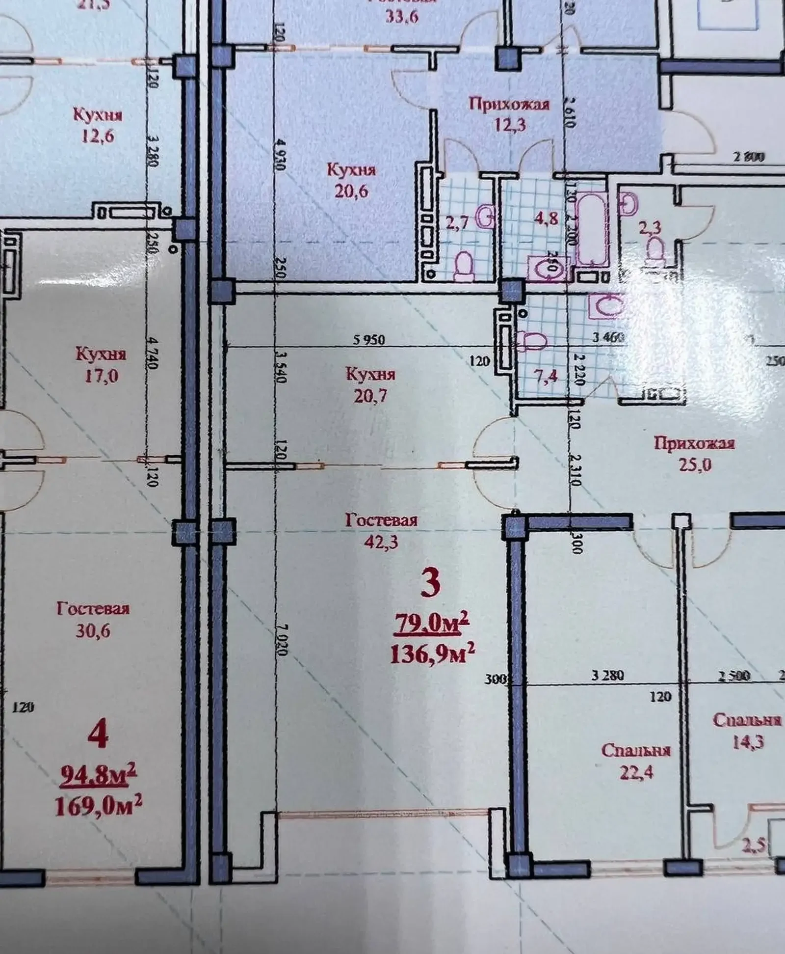 3-комн. квартира, 18 этаж, 136 м², Исмоили Сомони ру ба руи Цум — фото 3