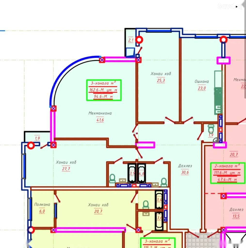 3-комн. квартира, 8 этаж, 165 м², Улица Абдулкосима Лохути 8/6