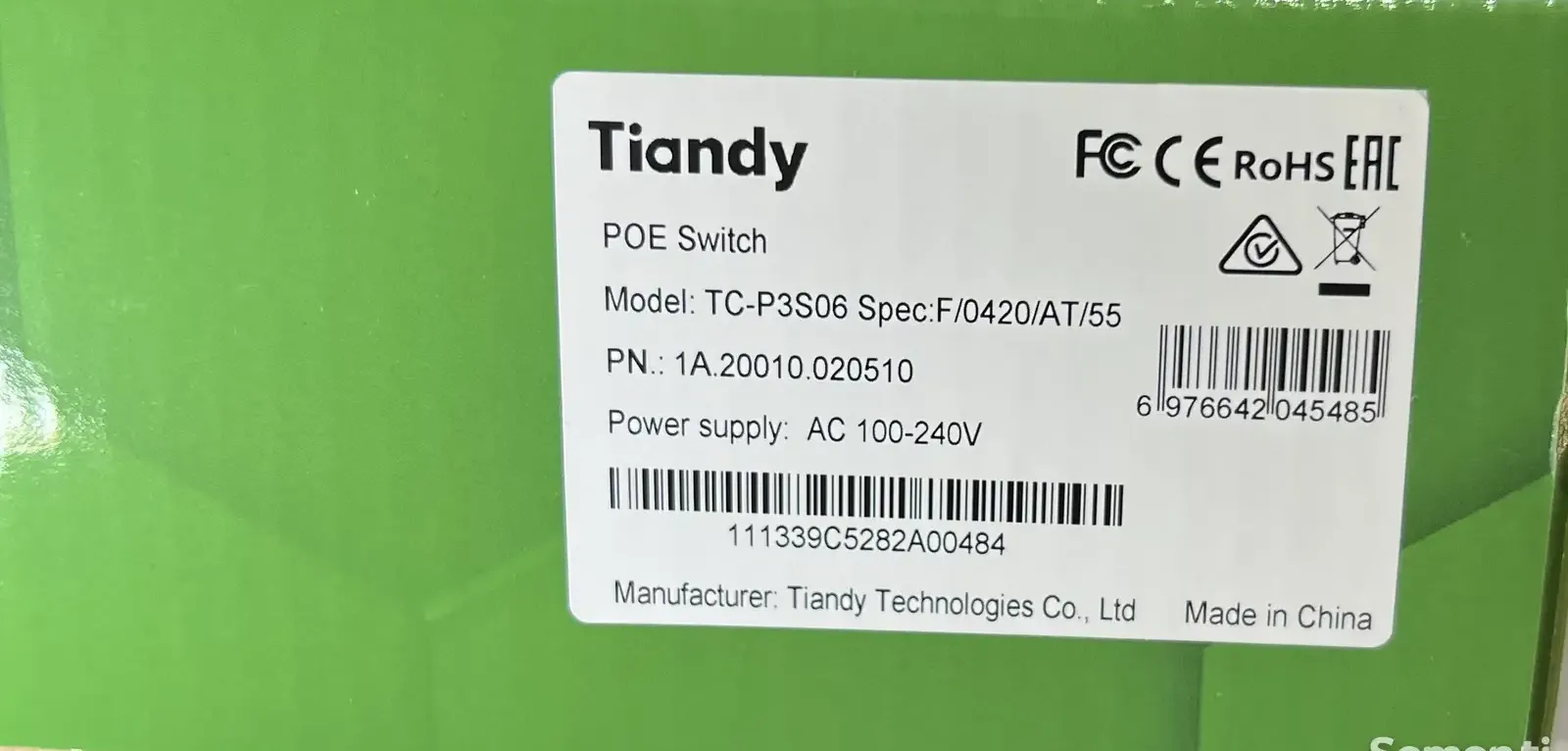 Коммутатор POE Switch TC-P3S06
