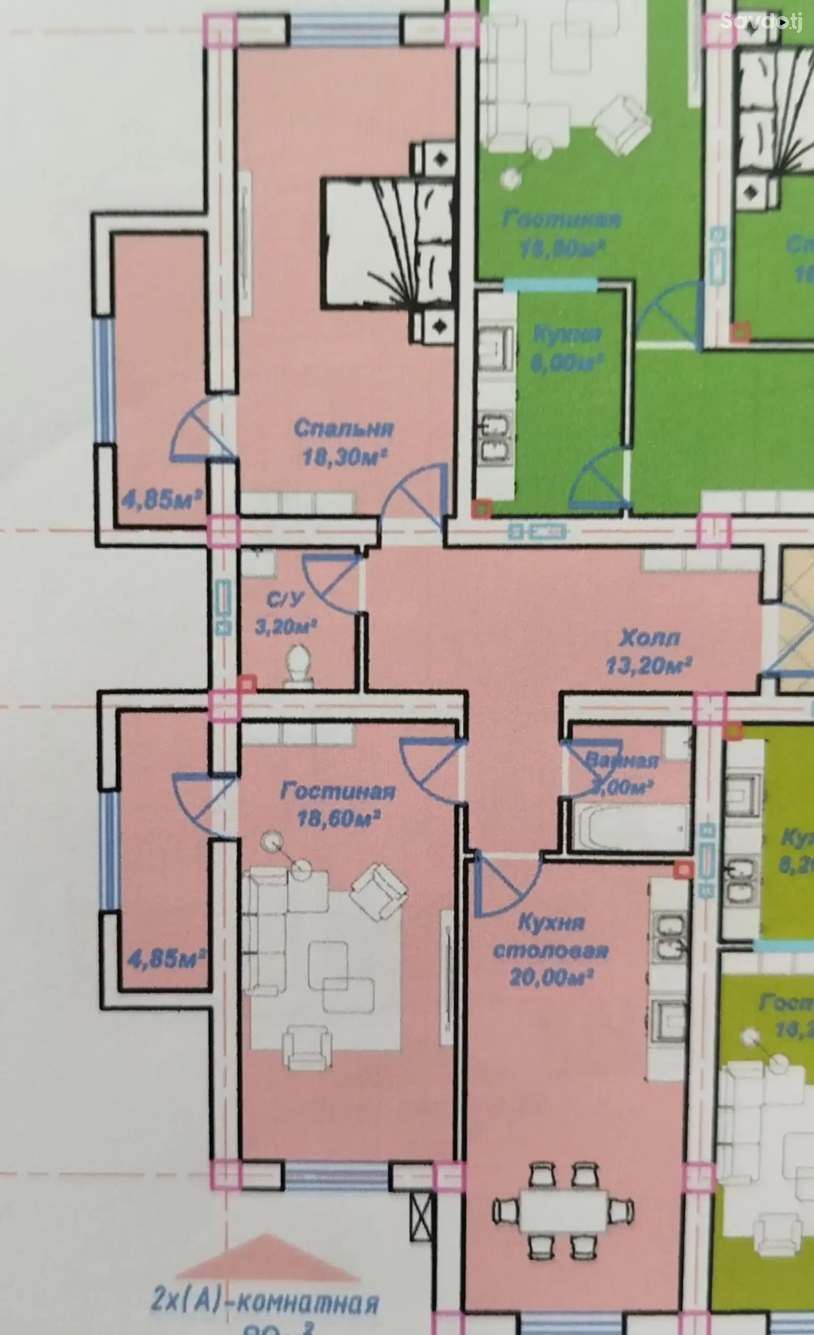 3-комн. квартира, 7 этаж, 89 м², Регар