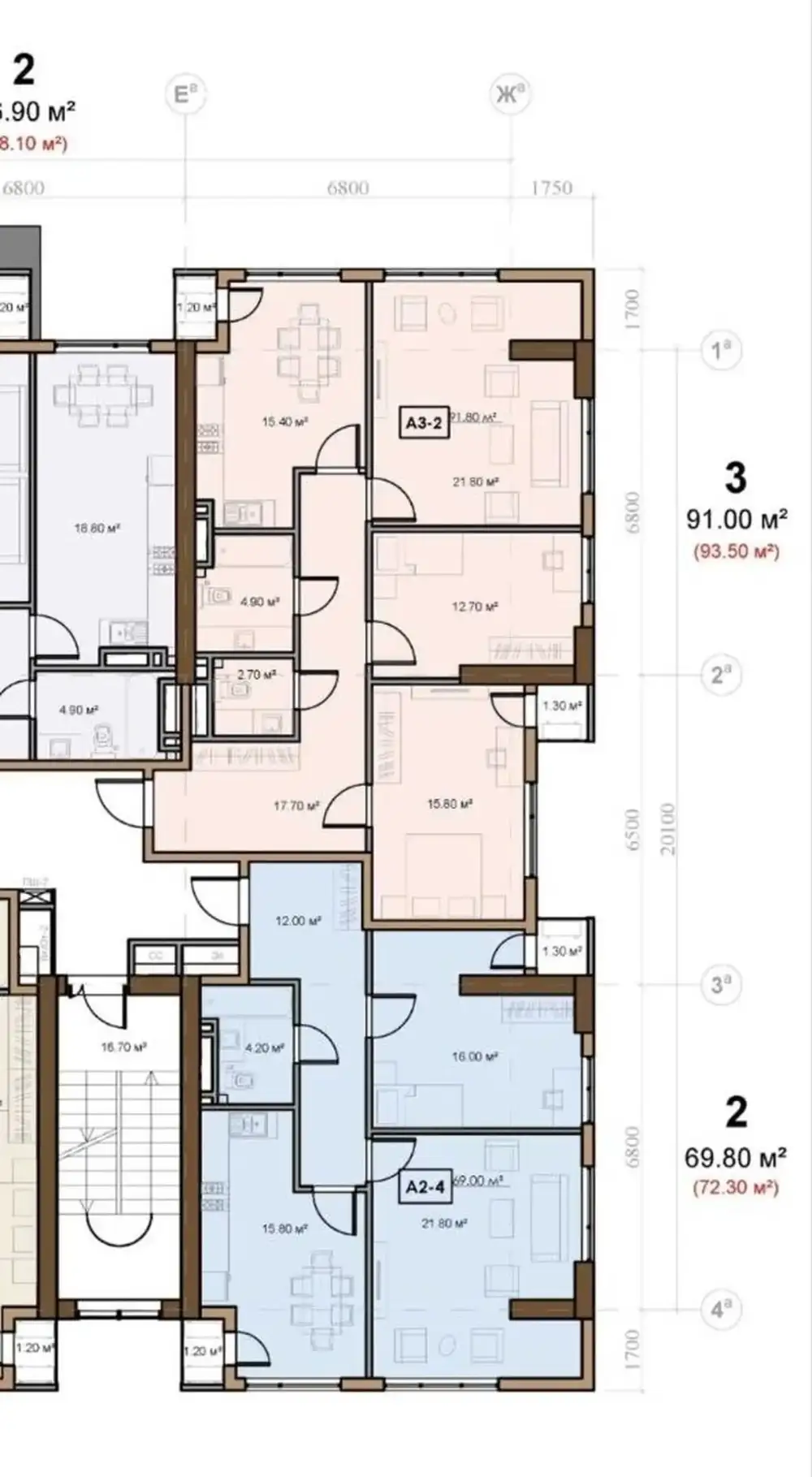 3-комн. квартира, 14 этаж, 91 м², Шохмансур — фото 4