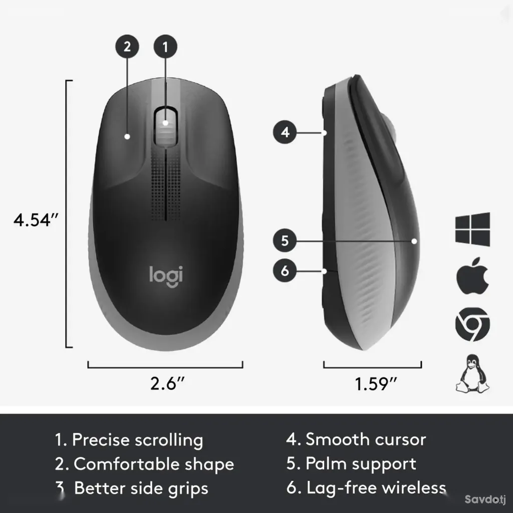 Беспроводная мышь Logitech M190 Wireless Mouse 1000 DPI Gray