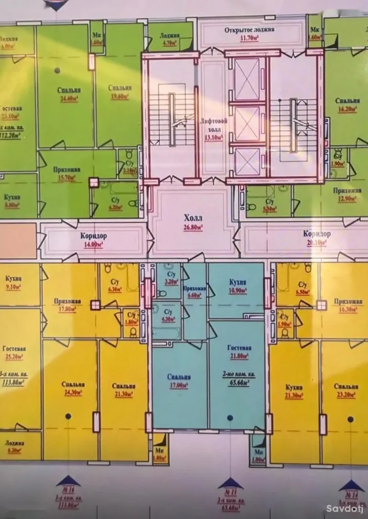 2-комн. квартира, 10 этаж, 65 м², Исмоили Сомони