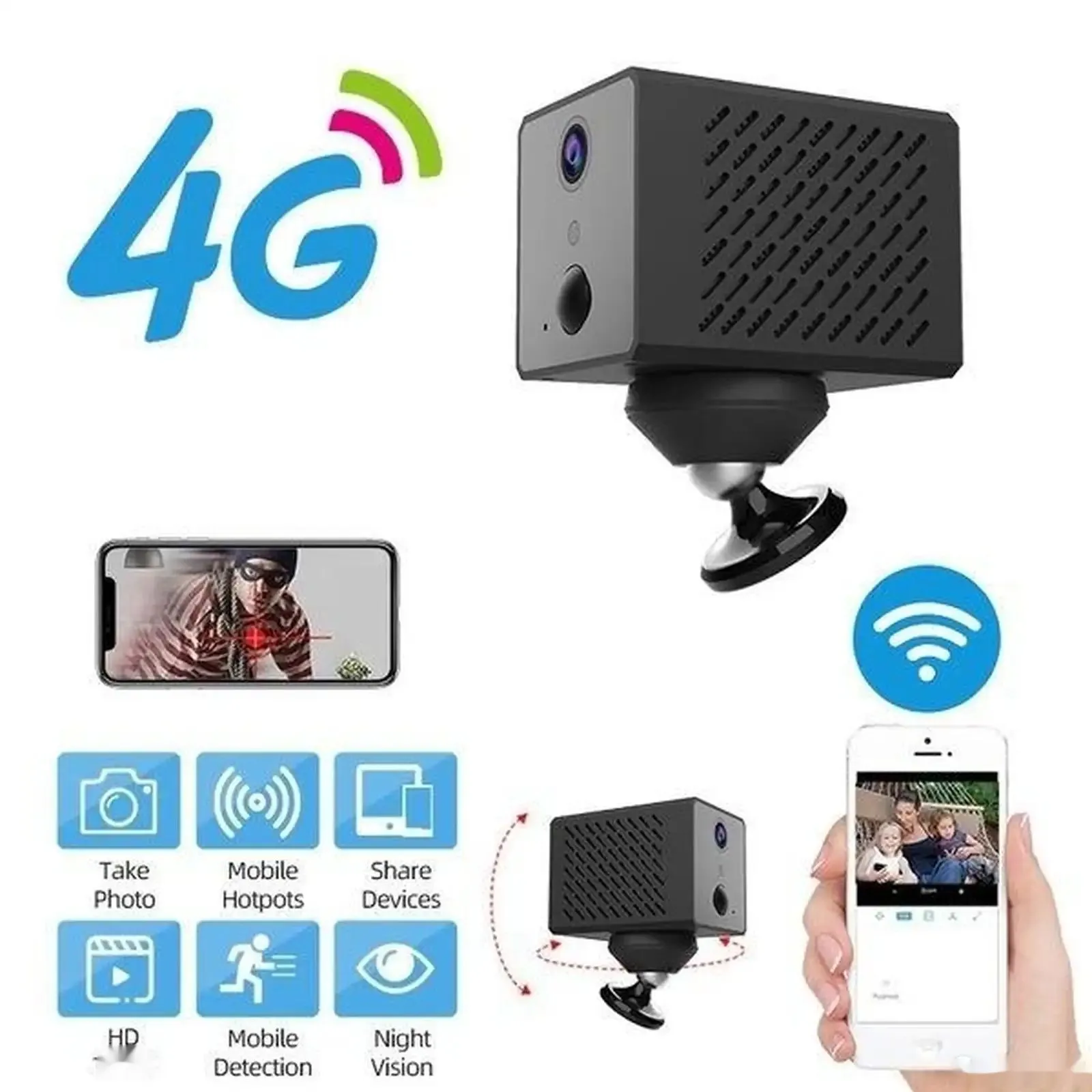 Камера 3G 4G SIM-карта FHD 4K Мини IP-камера CCTV Wi-Fi