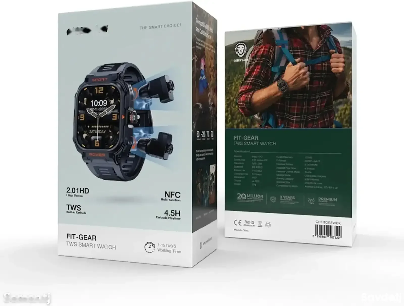 Умные часы Green Lion Fit Gear TWS Smart Watch черный