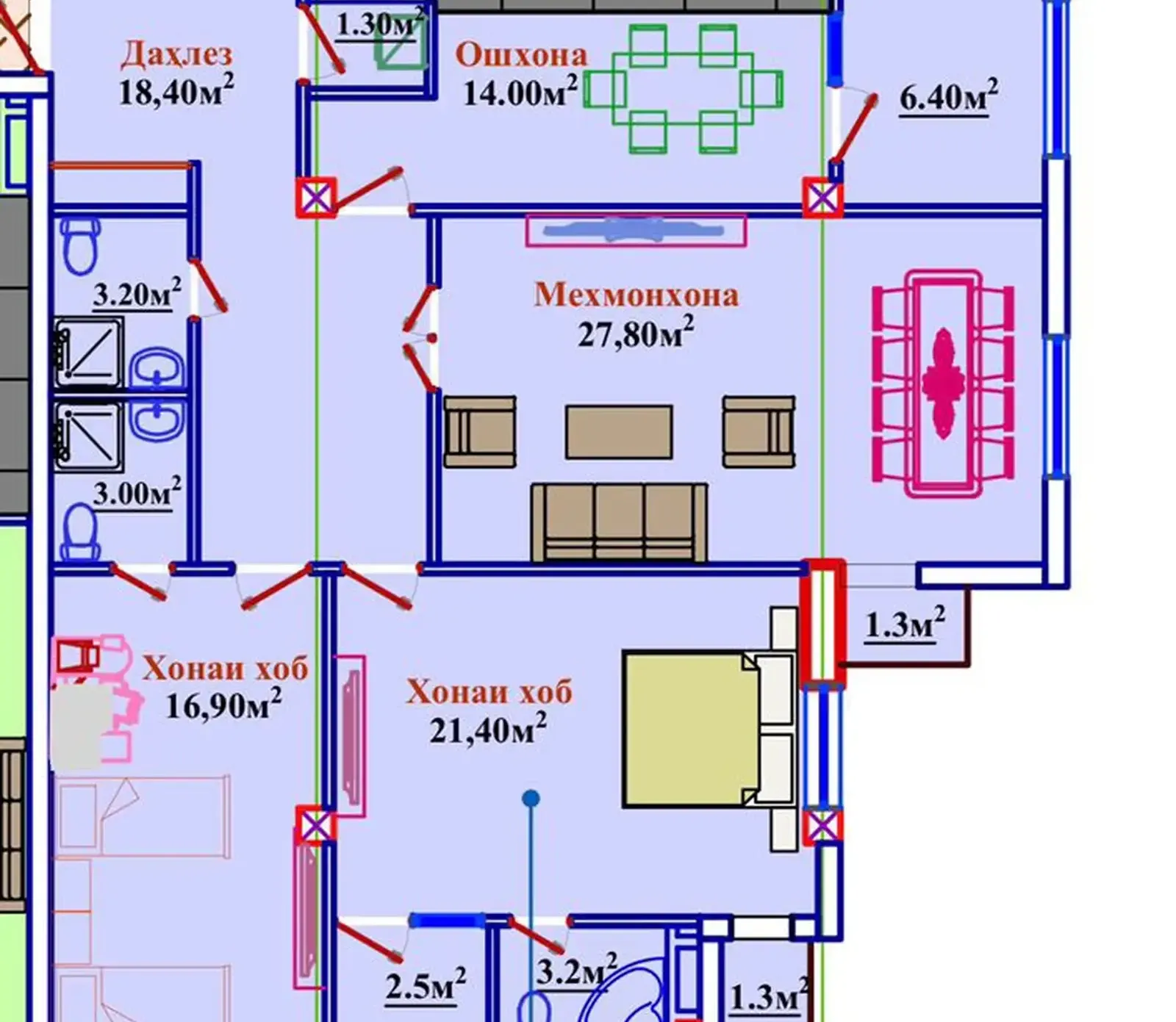 3-комн. квартира, 7 этаж, 126 м², 91 мкр, кафе Суман