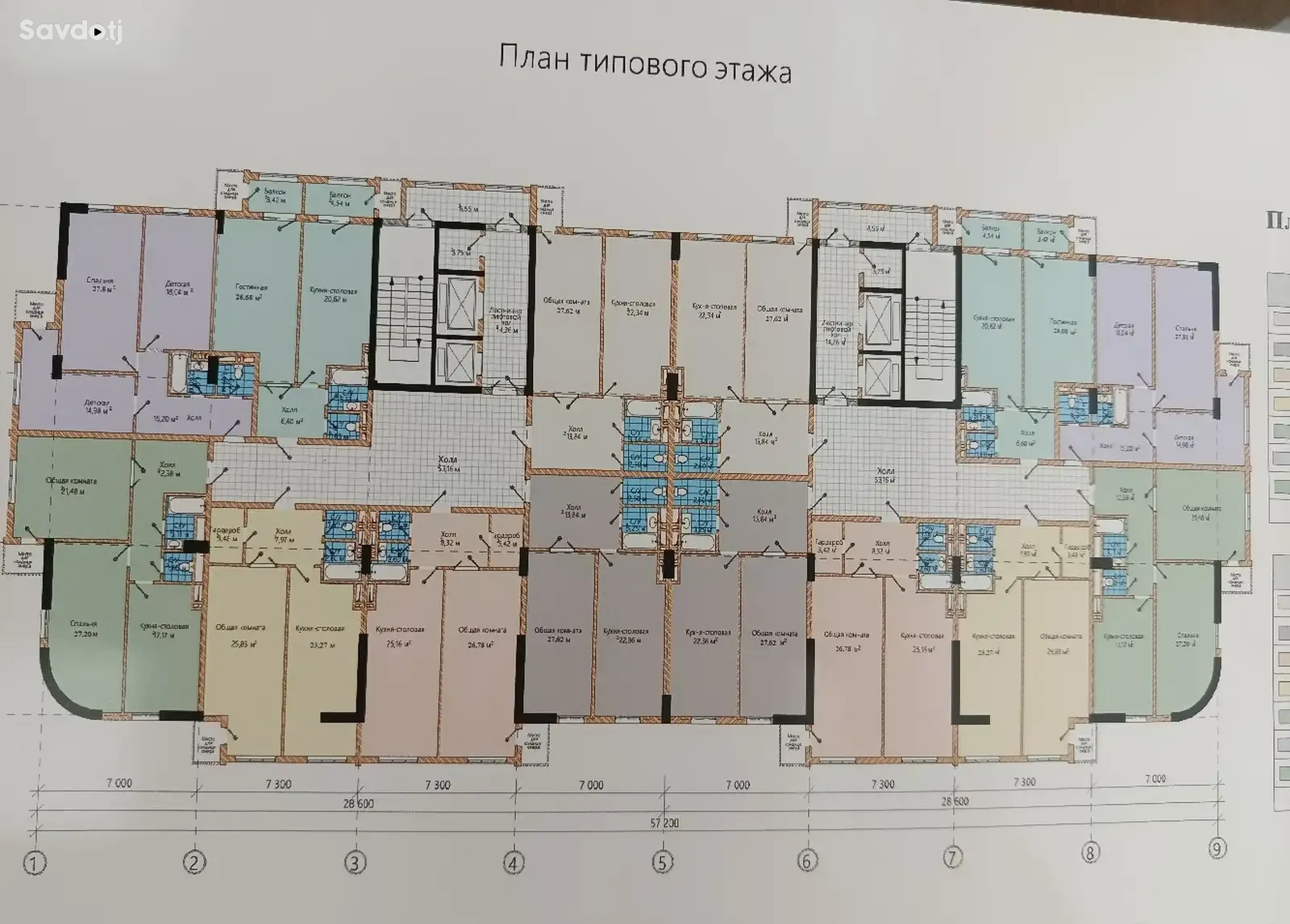 2-комн. квартира, 9 этаж, 89 м², Гулистон — фото 2