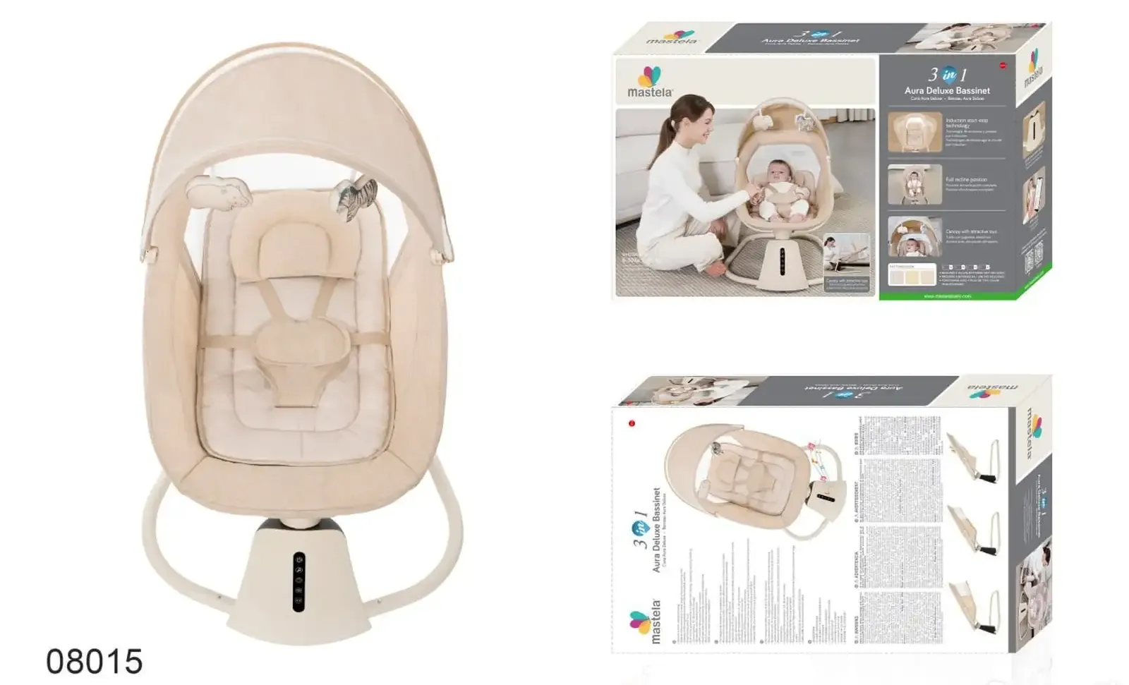 Колыбель-качалка для новорождённых Mastela Aura Deluxe 3-в-1