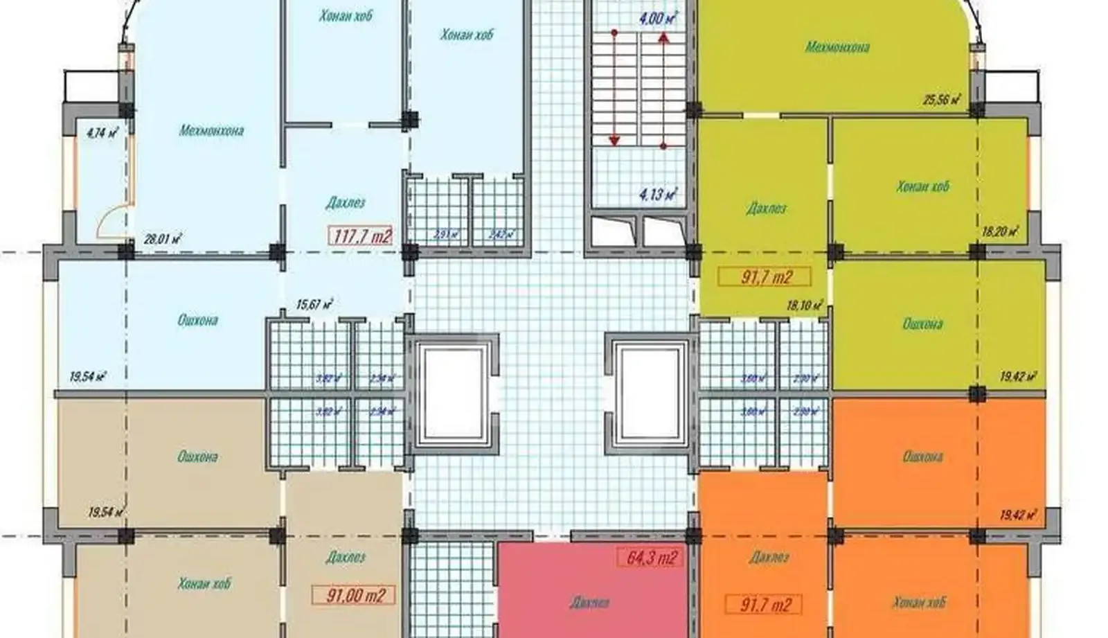 3-комн. квартира, 14 этаж, 117 м², н.Исмоили Сомони,Альфемо — фото 2