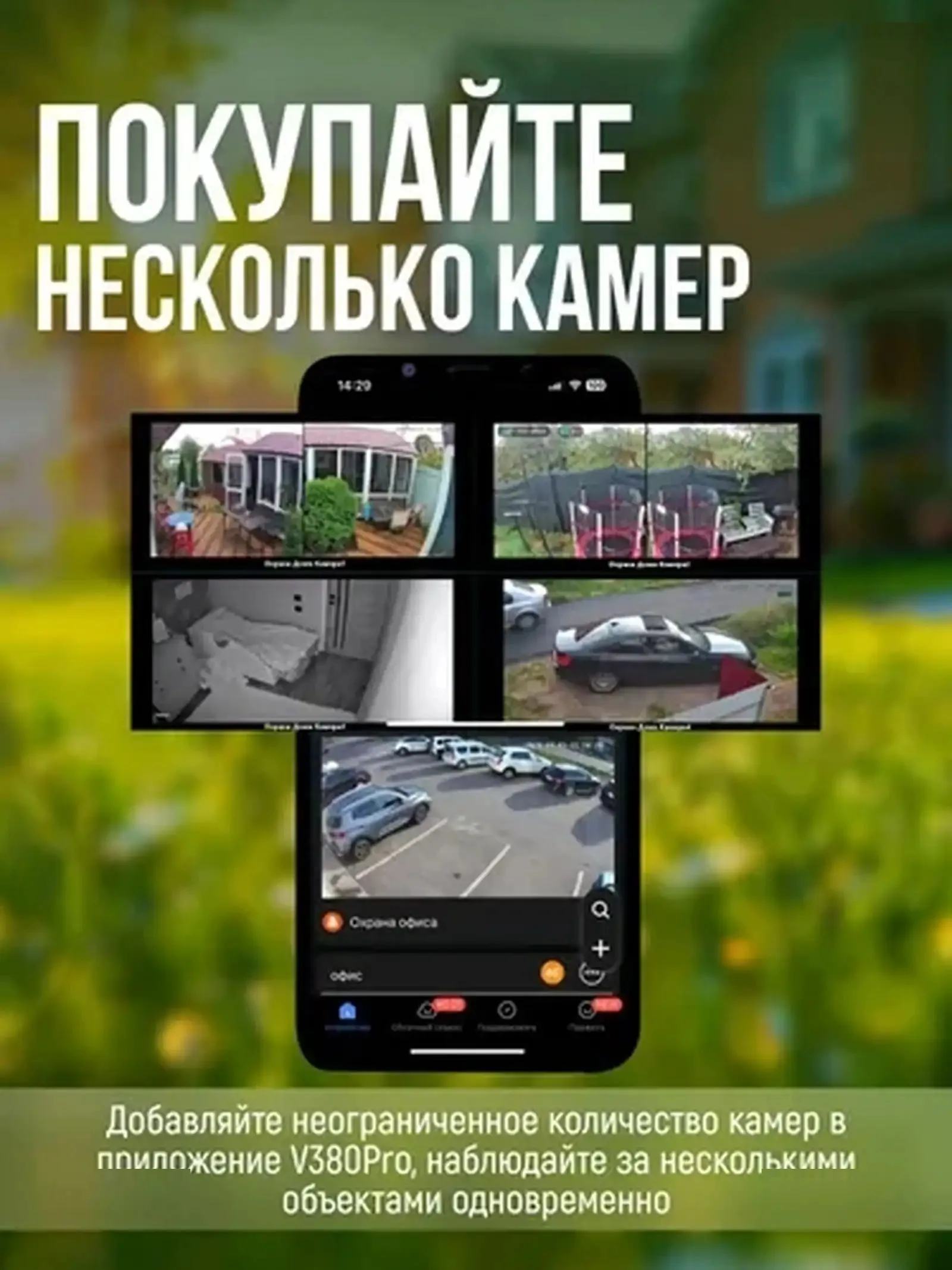 Камера видеонаблюдения с 3 объективами для дома