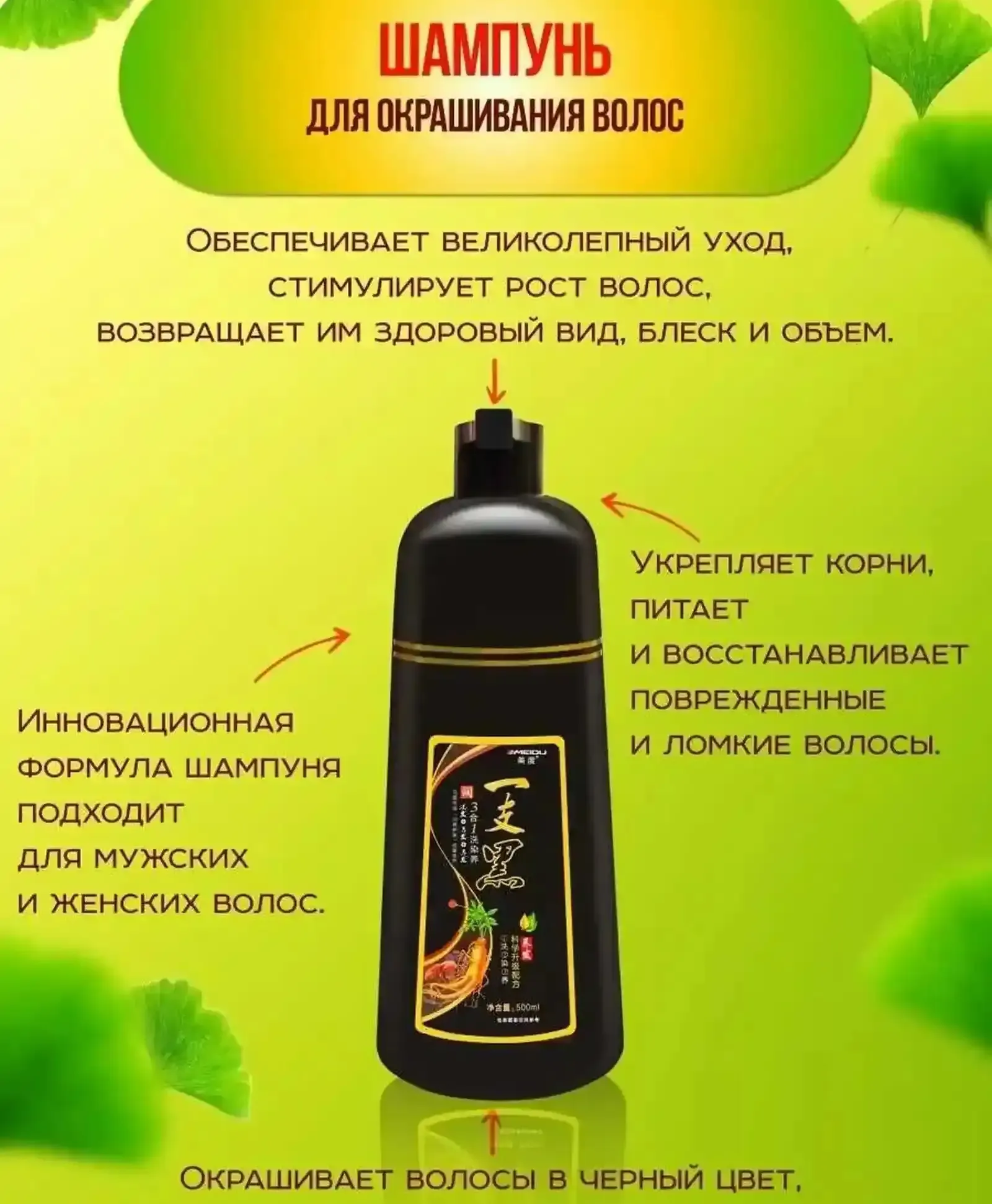 Шампунь краска для волос чёрный цвет и коричневый