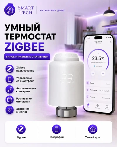 Умный термостатический клапан ZigBee