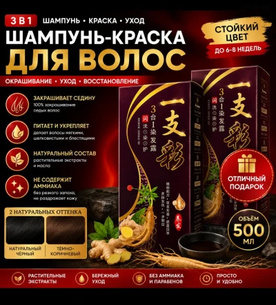 Шампунь краска для волос 3 в 1 — миниатюра 1