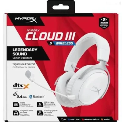 Наушники белые HyperX Cloud III Wireless — миниатюра 1
