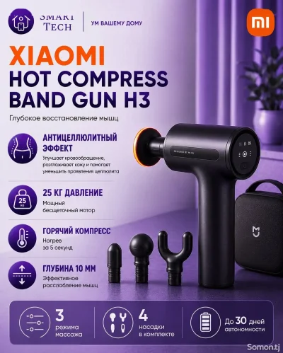 Массажёр Mijia Smart Fascial Gun H3 — миниатюра 3