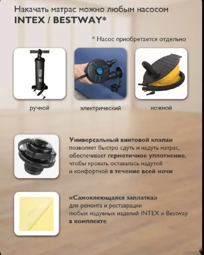 Матрас надувной односпальный Intex 191х76х25см 64756 — миниатюра 3