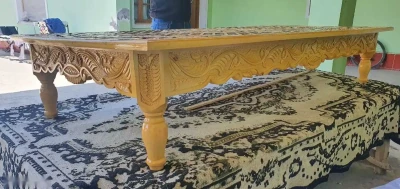 Деревянный стол с стеклом 2х1 — миниатюра 2