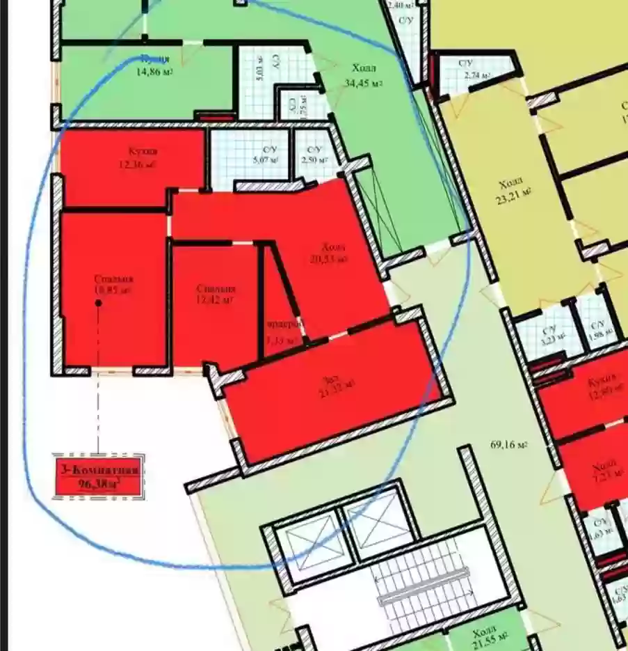 3-к квартира, 12 этаж, 106 м², И.Сомони