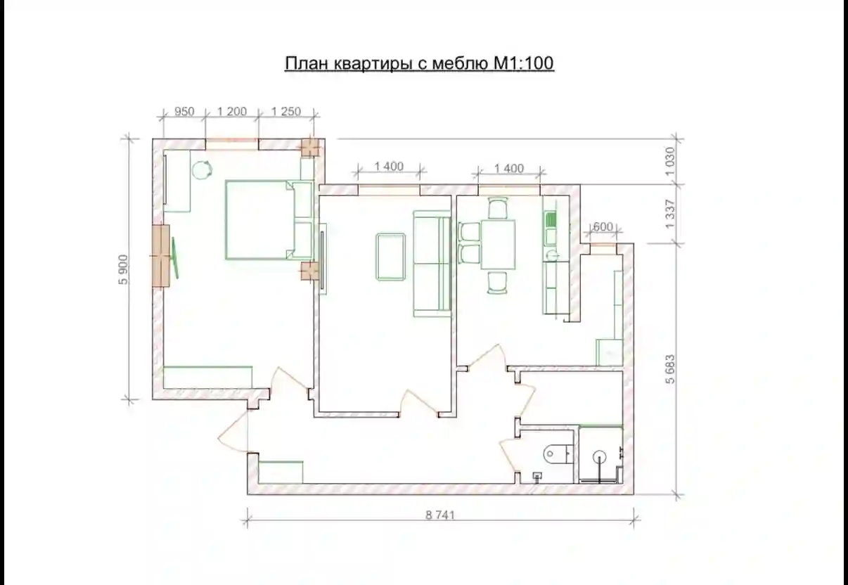 2-к квартира, 5 этаж, 63 м², Вахдат — миниатюра 6