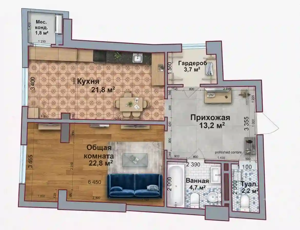 1-к квартира, 12 этаж, 70 м², Шохмансур