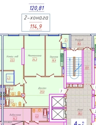 2-комн. квартира, 17 этаж, 120 м², Шохмансур — миниатюра 4