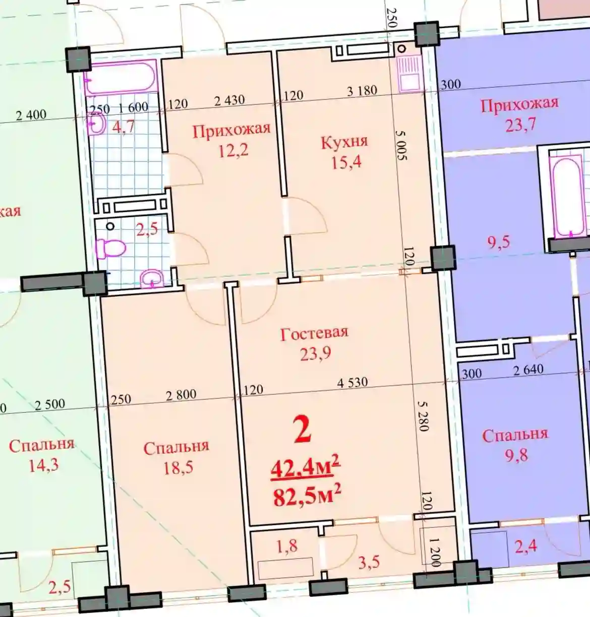 2-к квартира, 17 этаж, 83 м², Исмоили Сомони