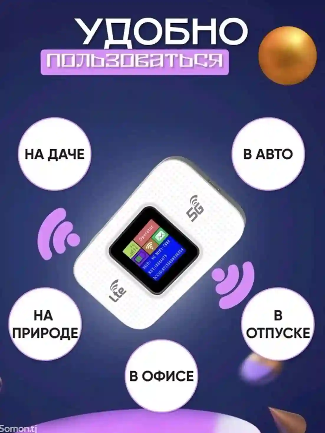 Карманный 4G LTE Wi-Fi роутер (300 Мб/с)