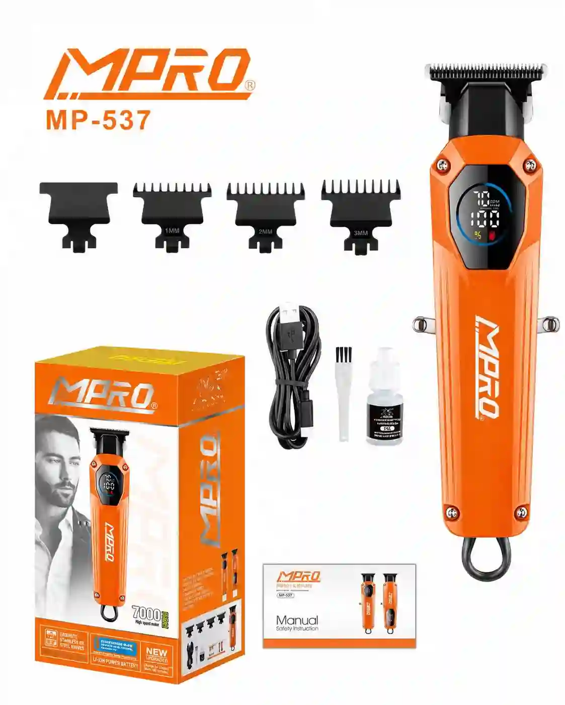 Триммери касбии MPRO MP-537 — барои ороиши риш  — миниатюра 2
