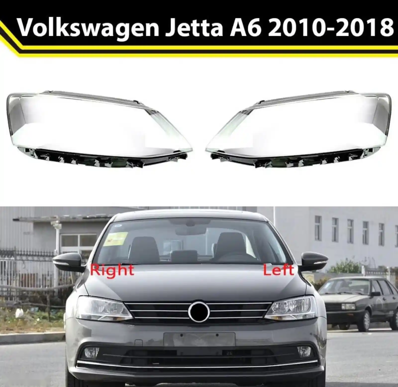 Стекло фары Volkswagen Jetta 2010-2018 — миниатюра 1