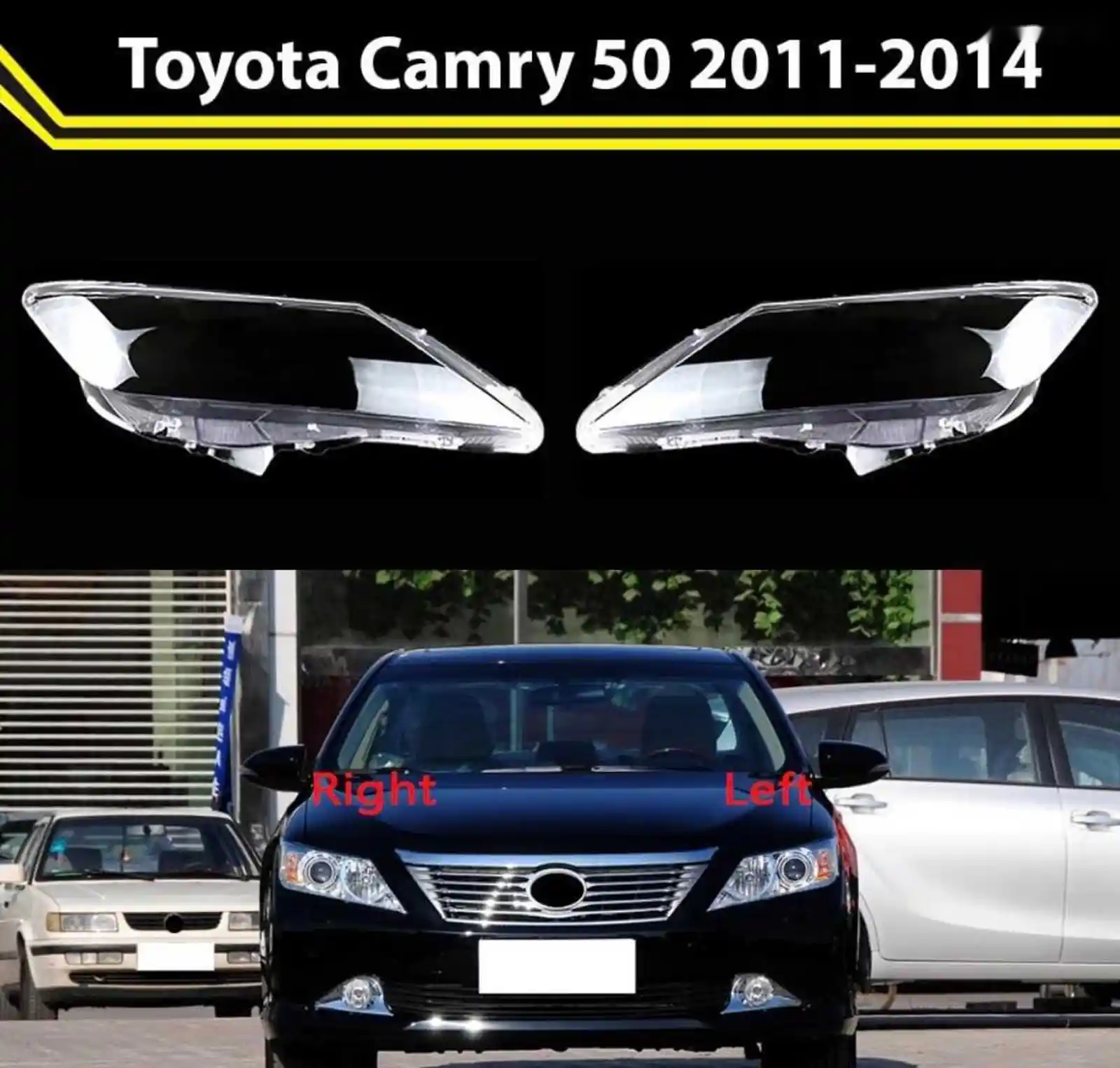 Стекло фары от Toyota Camry 50 2011-2014 — миниатюра 1