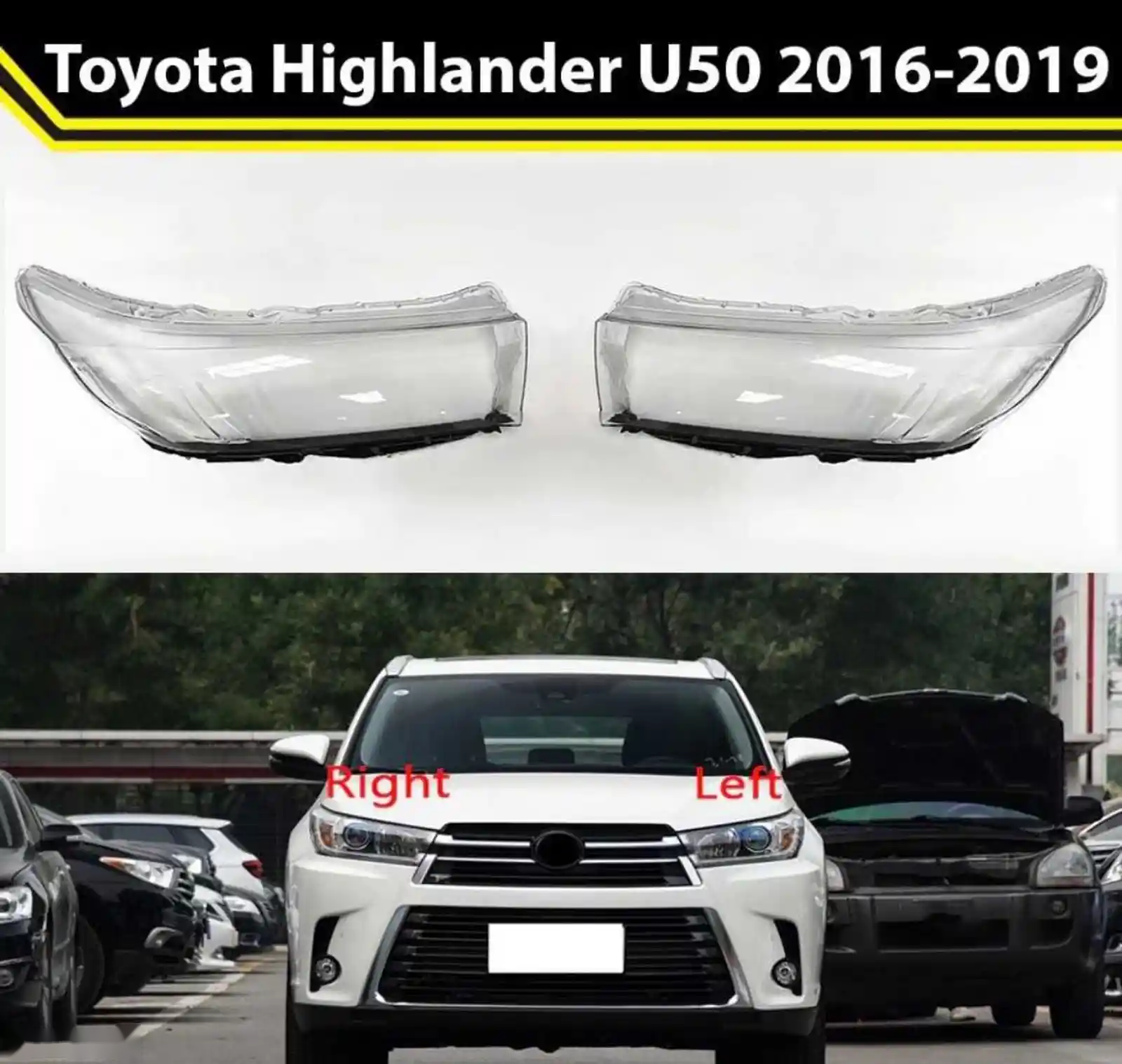 Стекло фары Toyota Highlander 3 U50 2016-2019 — миниатюра 1