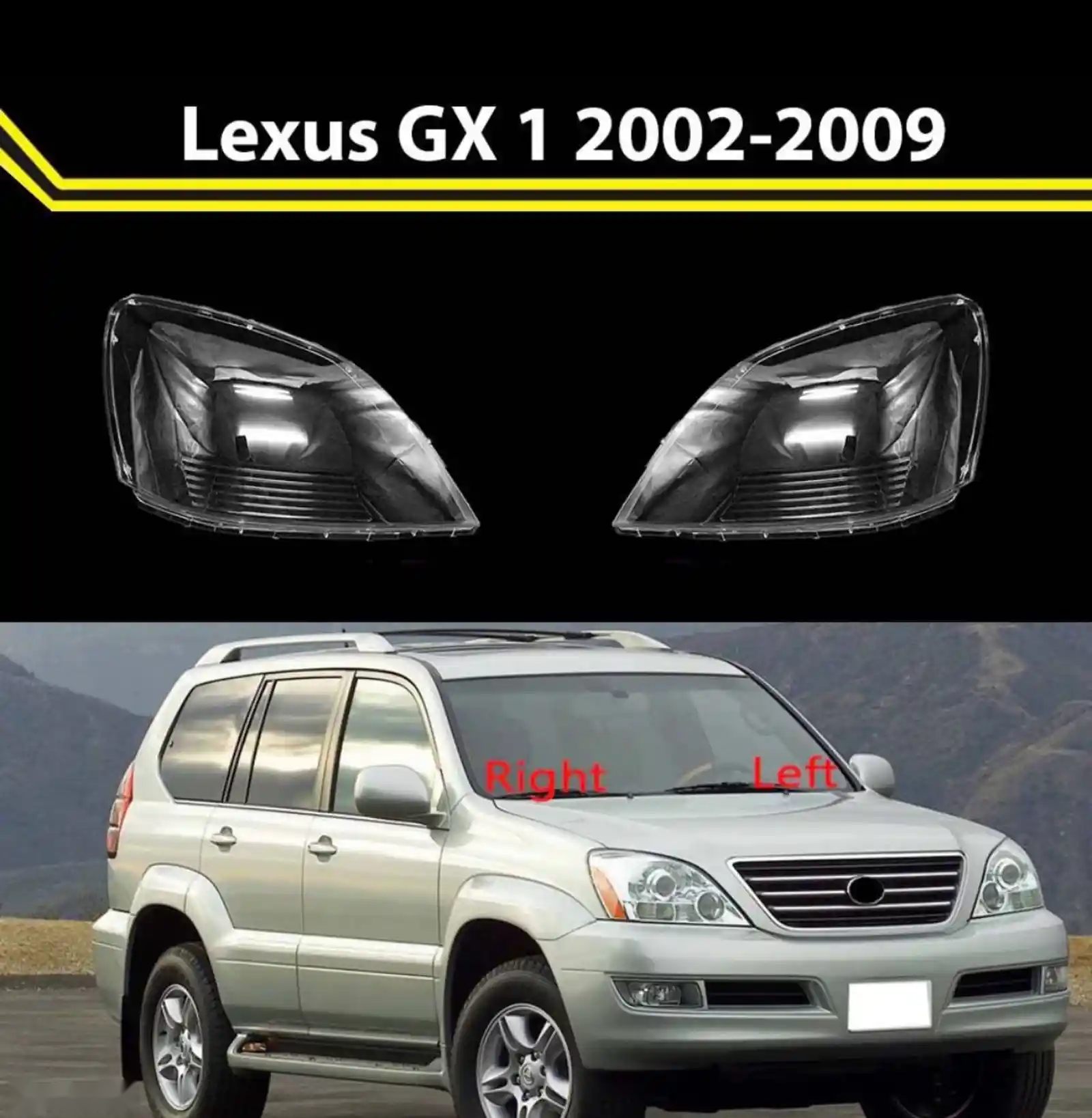 Стекло фары Lexus GX 1 2002-2009 — миниатюра 1