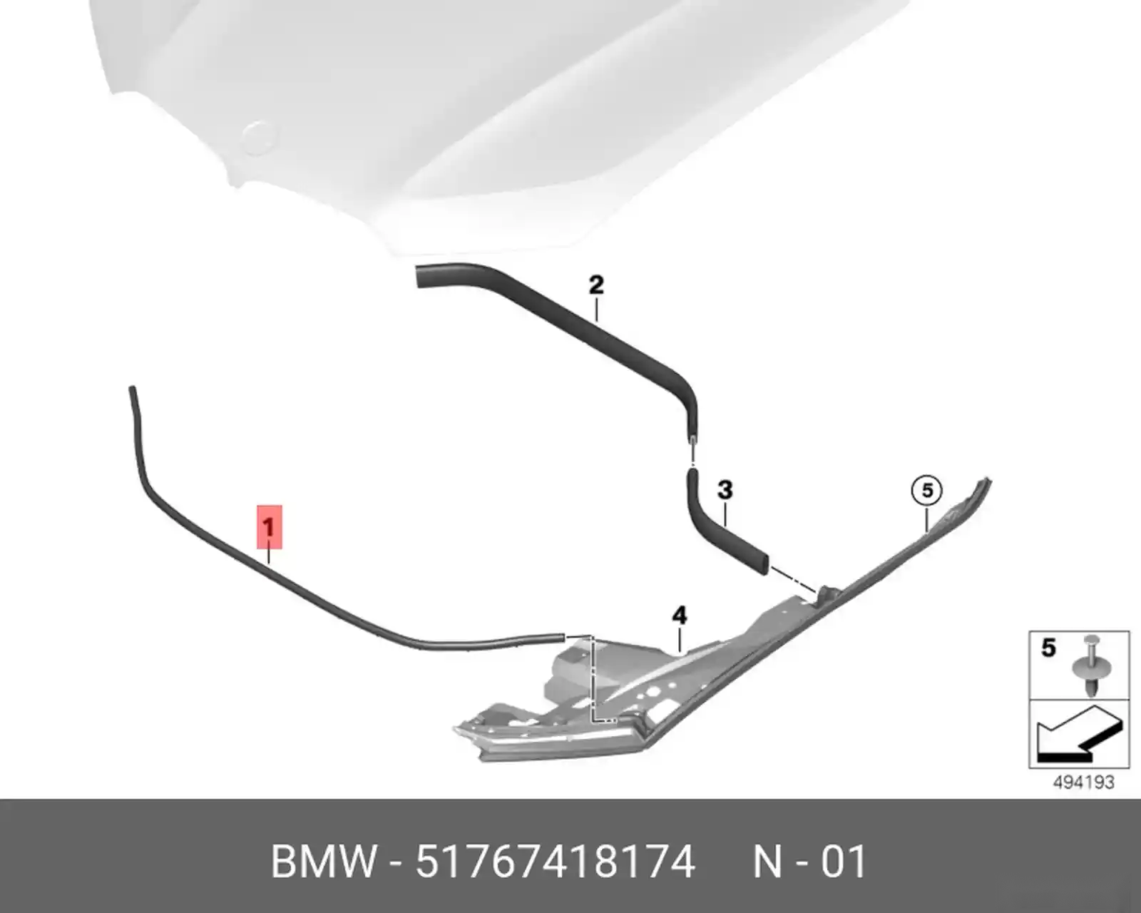 Уплотнитель капота BMW X5 G05 — миниатюра 1