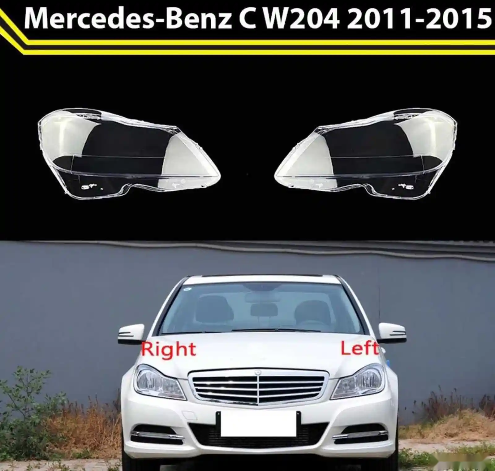 Стекло фары Mercedes C W204 2011-2015 — миниатюра 1