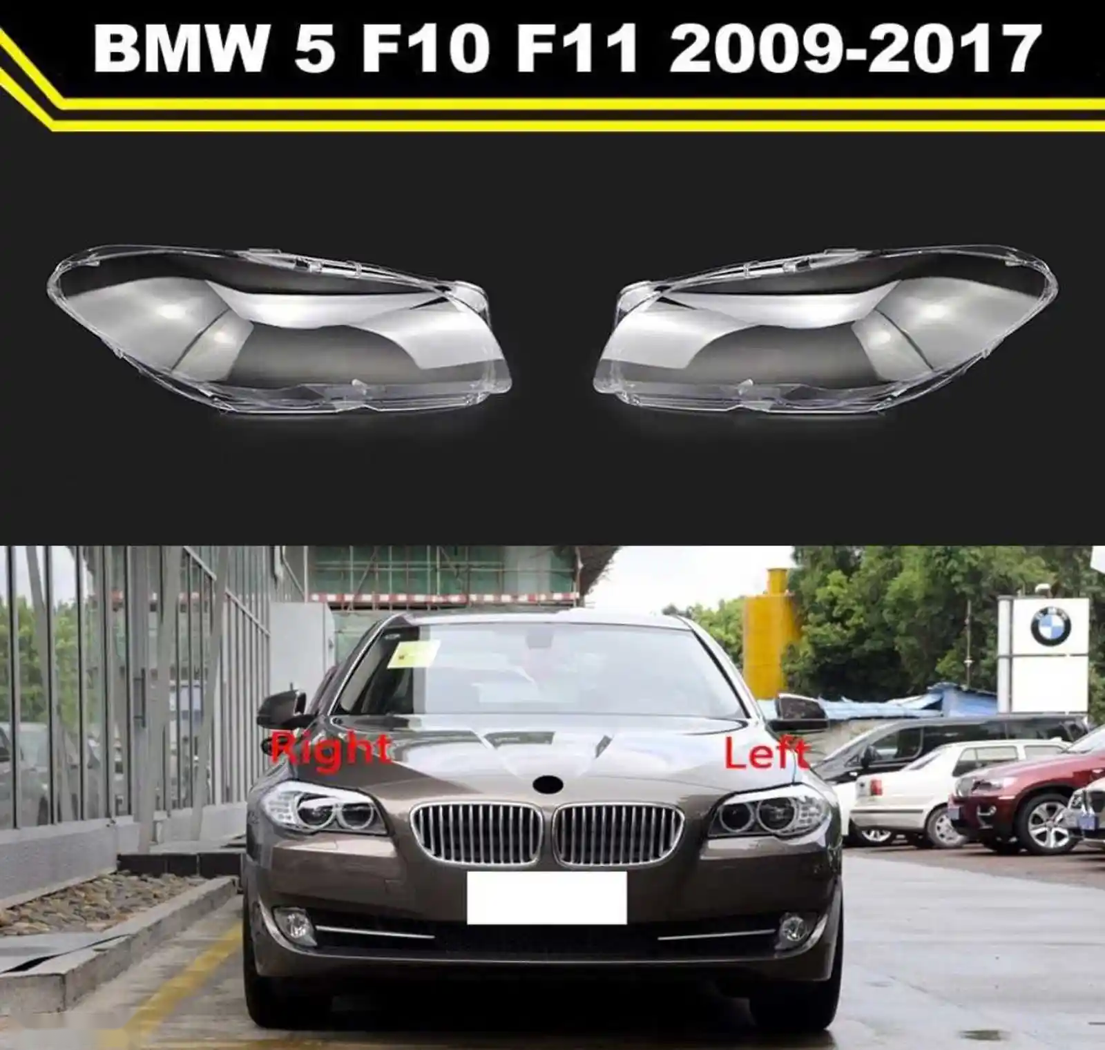 Стекло фары BMW F10 2009-2017 — миниатюра 1