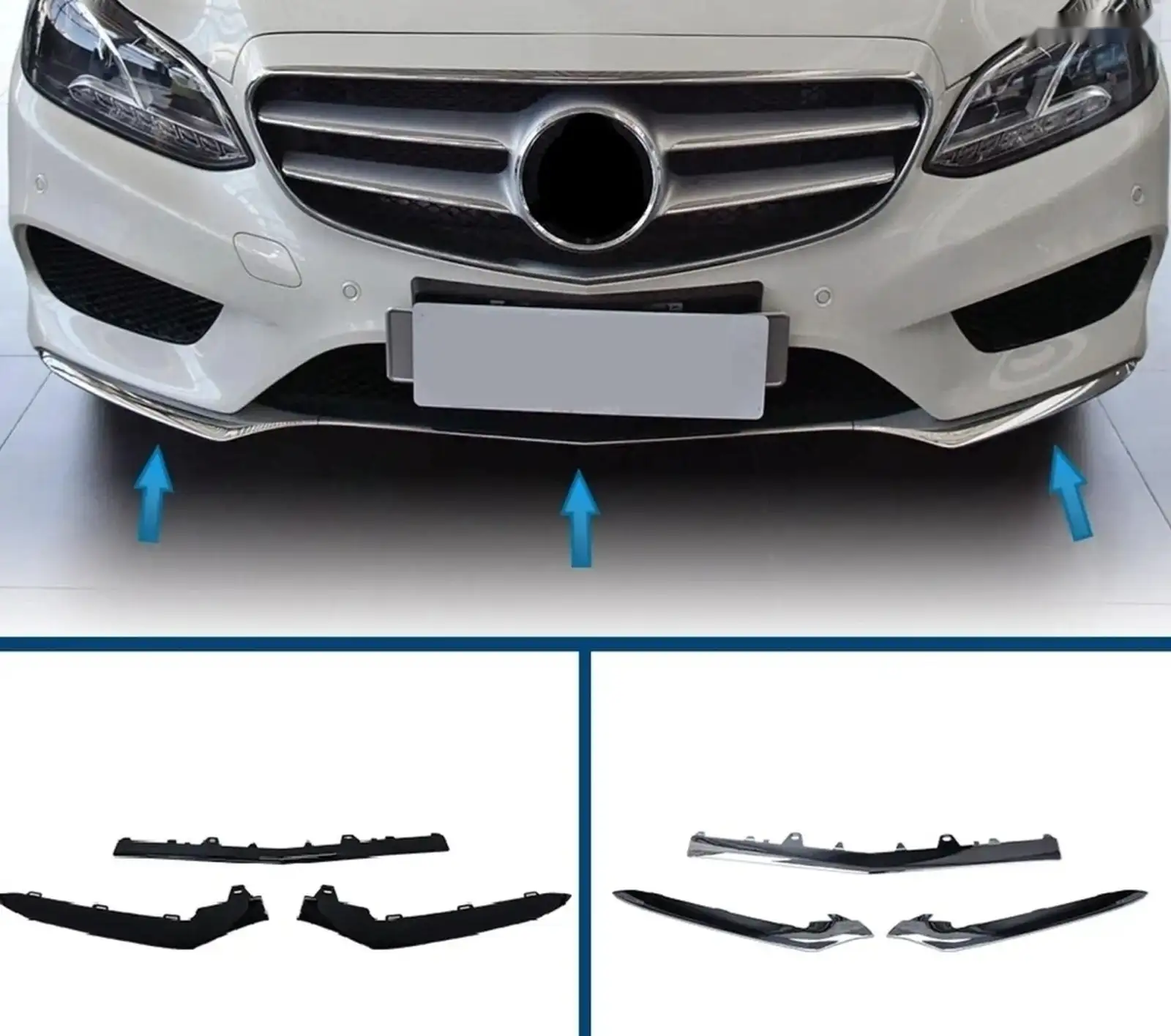 Молдинг переднего бампера Mercedes W212 AMG рестайлинг — миниатюра 1