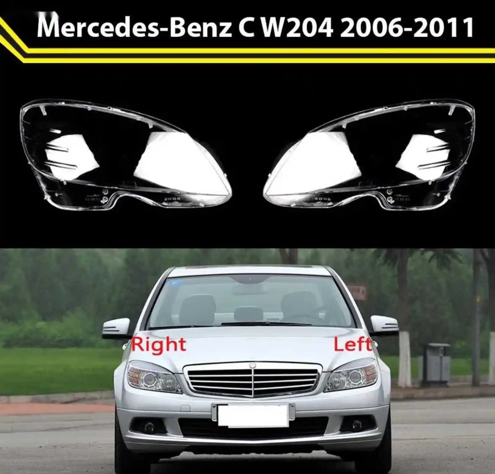 Стекло фары Mercedes C W204 2006-2011 — миниатюра 1