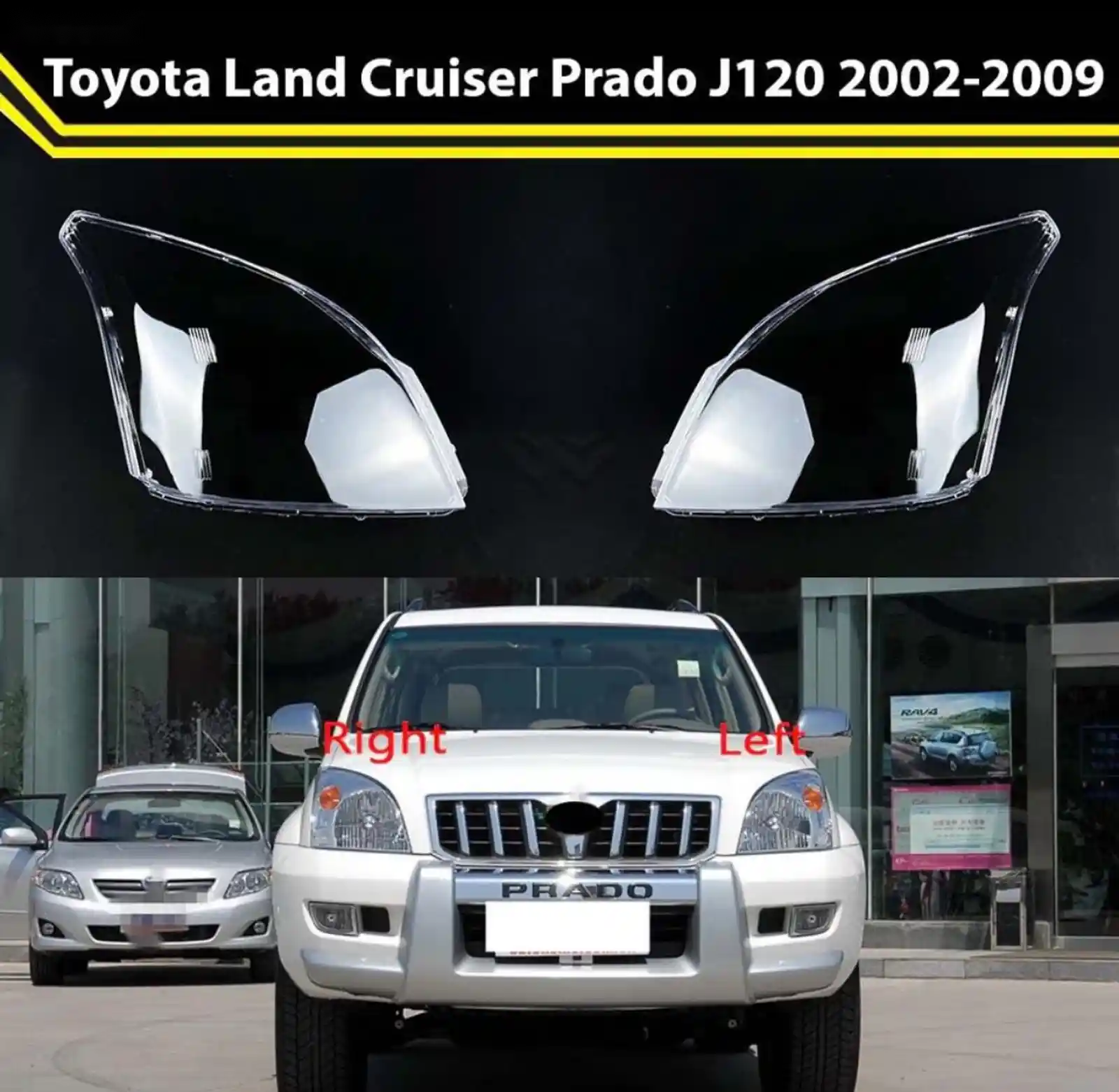 Стекло левой фары от Toyota Prado 120 2002-2009 — миниатюра 1