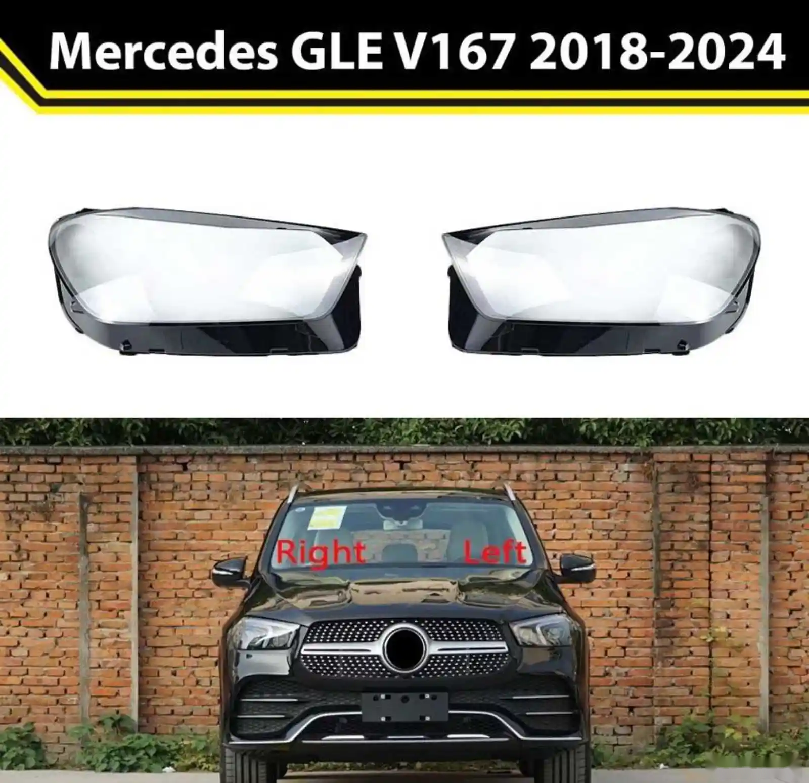Стекло фары от Mercedes GLE 167 2018-2024 — миниатюра 1