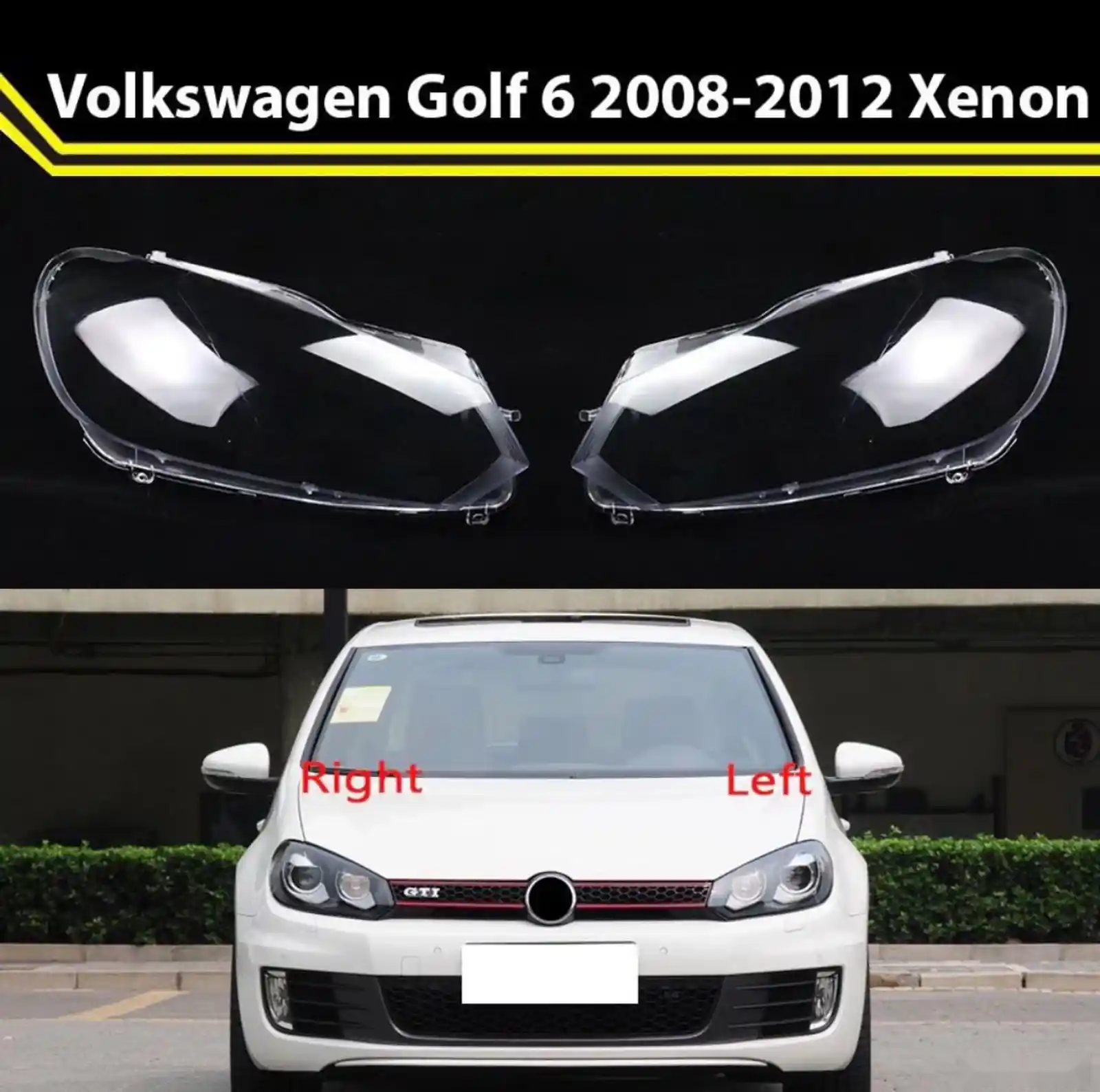 Стекло фары Volkswagen golf6 2009-2012 — миниатюра 1