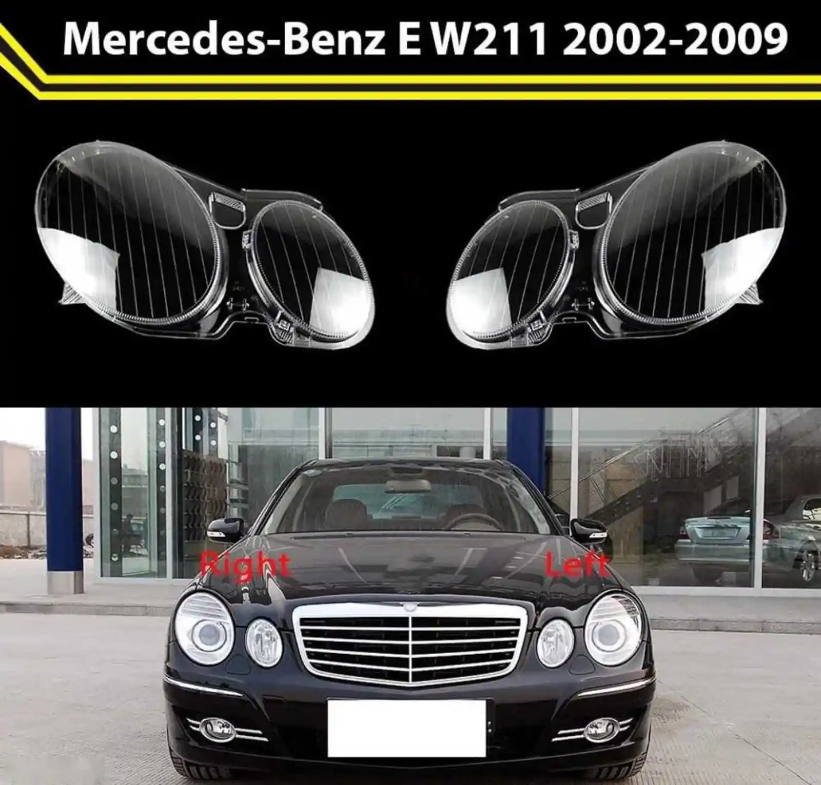 Стекло фары Mercedes E W211 2002-2009 — миниатюра 1