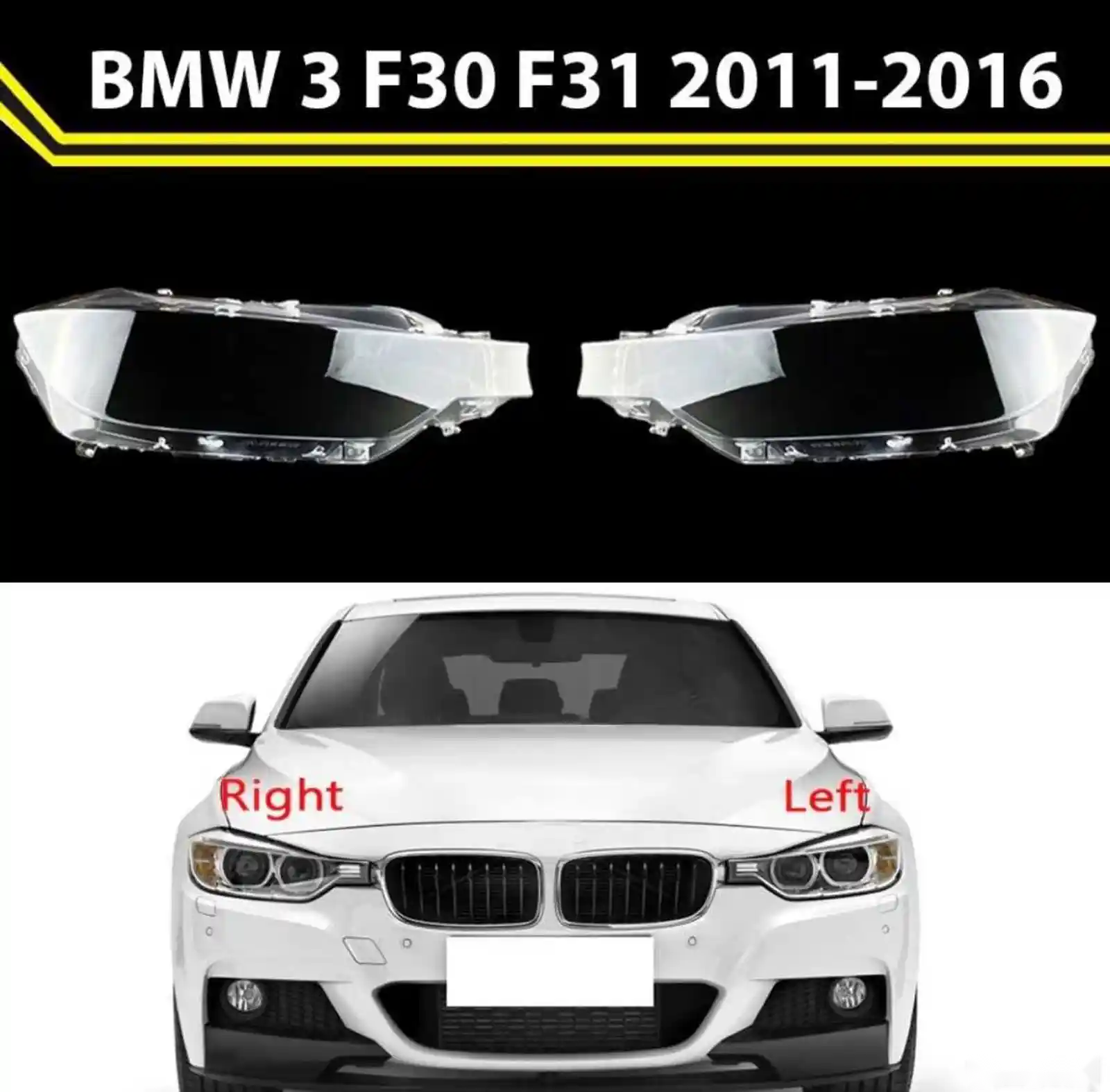 Стекло фары BMW F30 F31 2011-2017 — миниатюра 1